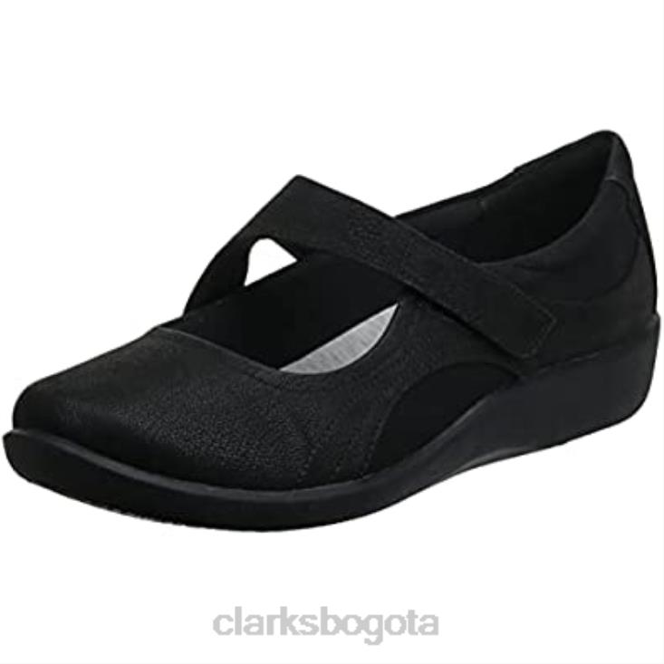 Clarks 0DX8L1218 Merceditas Clarks Sillian Bella para mujer color negro plano mujer negro