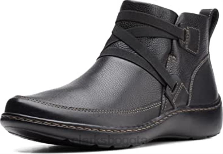 Clarks 0DX8L1219 Bota Clarks Mujer Cora Blossom de piel negra mujer cuero negro