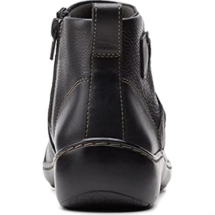 Clarks 0DX8L1219 Bota Clarks Mujer Cora Blossom de piel negra mujer cuero negro