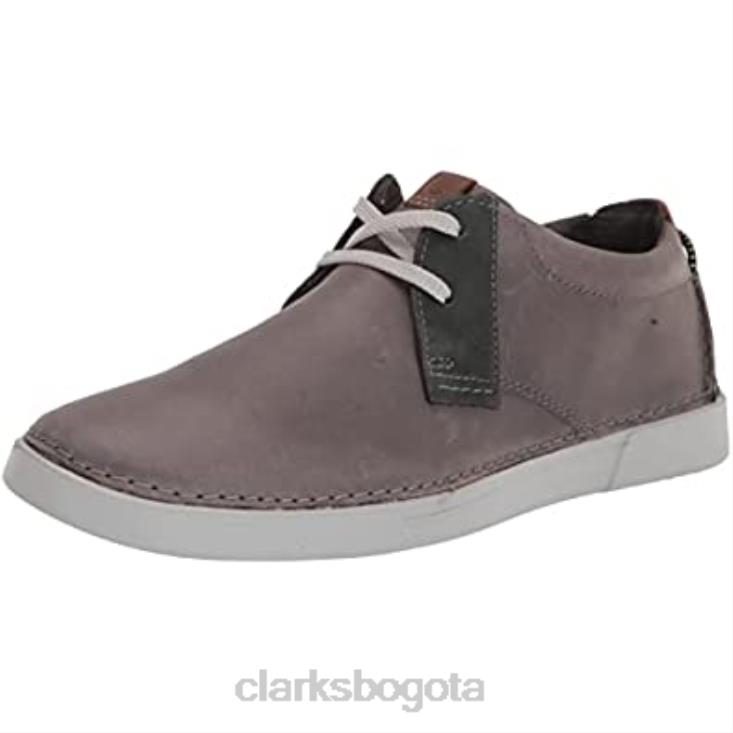 Clarks 0DX8L1220 Zapatilla baja gereld de hombre de piel gris clarks hombres cuero gris