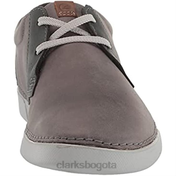 Clarks 0DX8L1220 Zapatilla baja gereld de hombre de piel gris clarks hombres cuero gris