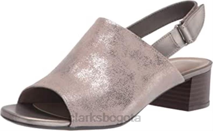 Clarks 0DX8L1233 Sandalias de tacón Clarks Pewter Textile Elisa Lyndsey para mujer mujer textil de peltre