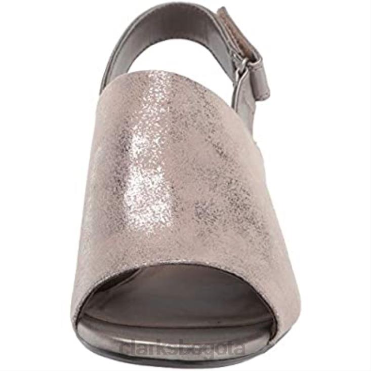 Clarks 0DX8L1233 Sandalias de tacón Clarks Pewter Textile Elisa Lyndsey para mujer mujer textil de peltre