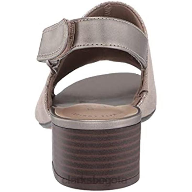Clarks 0DX8L1233 Sandalias de tacón Clarks Pewter Textile Elisa Lyndsey para mujer mujer textil de peltre