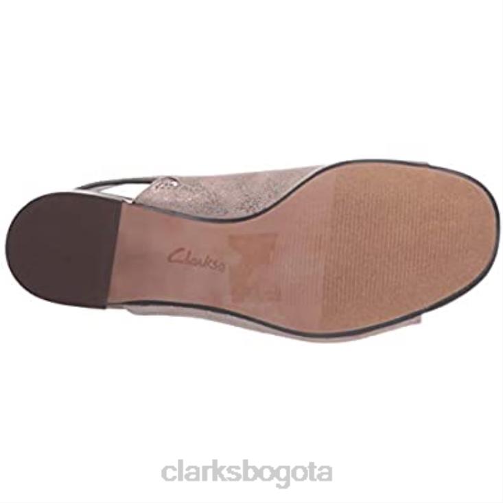 Clarks 0DX8L1233 Sandalias de tacón Clarks Pewter Textile Elisa Lyndsey para mujer mujer textil de peltre