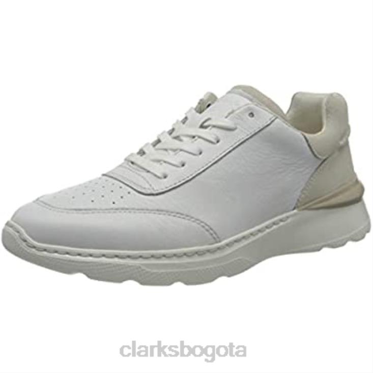 Clarks 0DX8L1235 Zapatilla clarks sprint litelace de piel combinada blanca para hombre hombres cuero combinado blanco