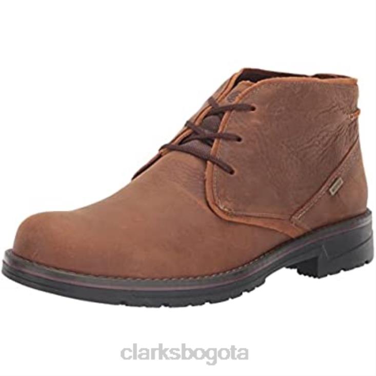 Clarks 0DX8L1243 Botas chukka impermeables Morris Peak de Clarks de cuero color canela oscuro para hombre hombres cuero bronceado oscuro