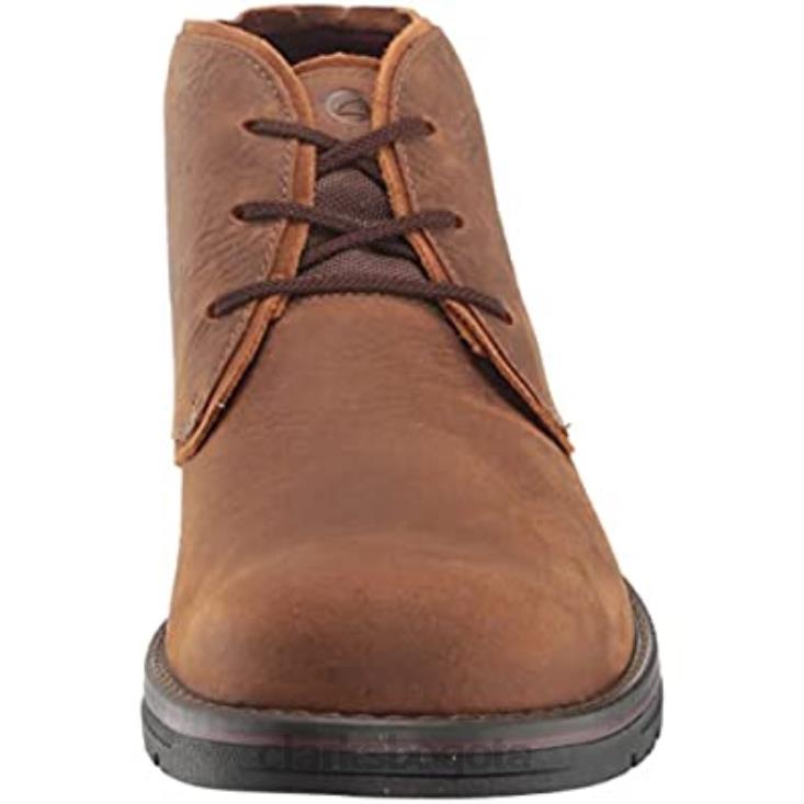 Clarks 0DX8L1243 Botas chukka impermeables Morris Peak de Clarks de cuero color canela oscuro para hombre hombres cuero bronceado oscuro