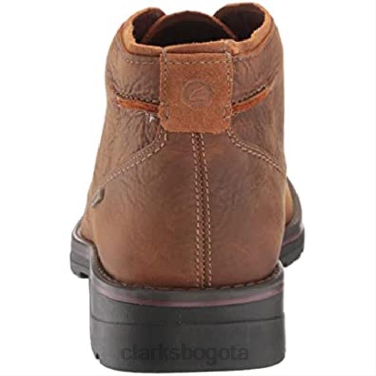 Clarks 0DX8L1243 Botas chukka impermeables Morris Peak de Clarks de cuero color canela oscuro para hombre hombres cuero bronceado oscuro