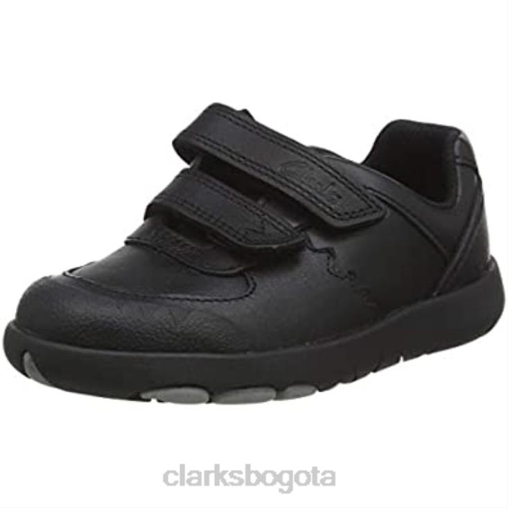 Clarks 0DX8L1246 zapato de vestir uniforme rex pace t para niña clarks negros niños negro