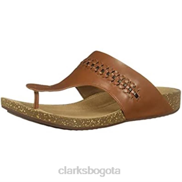 Clarks 0DX8L1264 Chanclas Clarks Un Perri Vibe de cuero color tostado oscuro para mujer mujer cuero bronceado oscuro