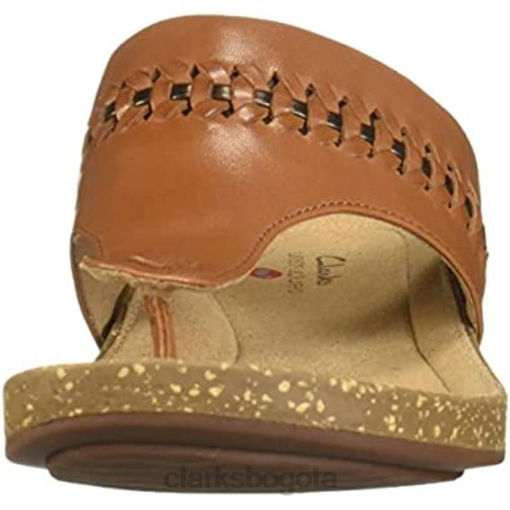 Clarks 0DX8L1264 Chanclas Clarks Un Perri Vibe de cuero color tostado oscuro para mujer mujer cuero bronceado oscuro