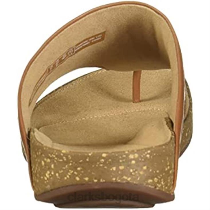 Clarks 0DX8L1264 Chanclas Clarks Un Perri Vibe de cuero color tostado oscuro para mujer mujer cuero bronceado oscuro