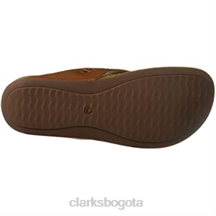 Clarks 0DX8L1264 Chanclas Clarks Un Perri Vibe de cuero color tostado oscuro para mujer mujer cuero bronceado oscuro