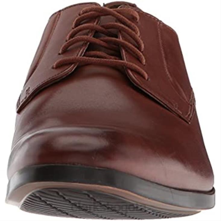Clarks 0DX8L1271 conwell plaoxford clarks cuero canela para hombre hombres cuero marrón