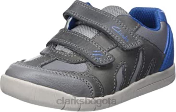 Clarks 0DX8L1278 Zapatilla Rex Play K para niño gris azul clarks niños gris azul