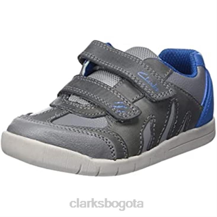 Clarks 0DX8L1278 Zapatilla Rex Play K para niño gris azul clarks niños gris azul