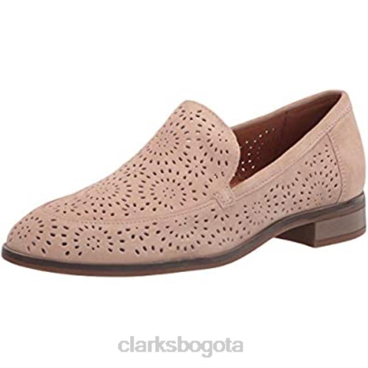 Clarks 0DX8L1291 Mocasines Clarks Trish Rose de ante color arena para mujer mujer gamuza arena