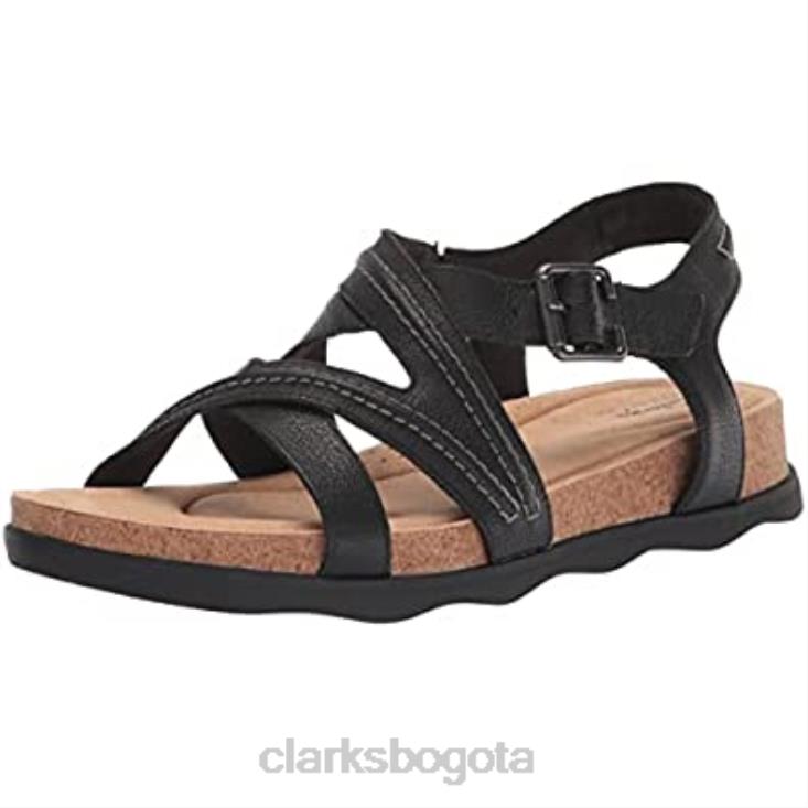 Clarks 0DX8L1292 Sandalia plana brynn ave mujer piel negra clarks mujer cuero negro