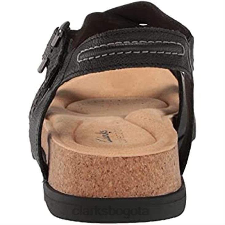Clarks 0DX8L1292 Sandalia plana brynn ave mujer piel negra clarks mujer cuero negro
