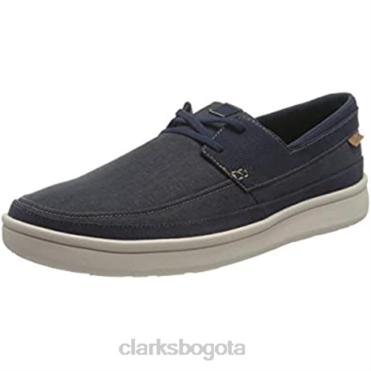 Clarks 0DX8L1300 Zapatilla Cantal Step de lona azul marino para hombre clarks hombres lona azul marino