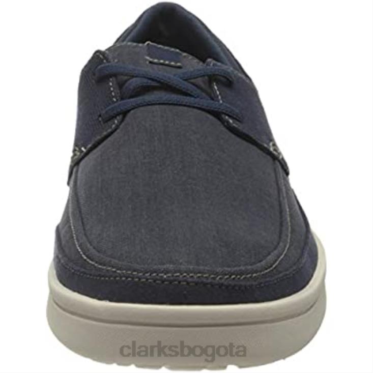 Clarks 0DX8L1300 Zapatilla Cantal Step de lona azul marino para hombre clarks hombres lona azul marino