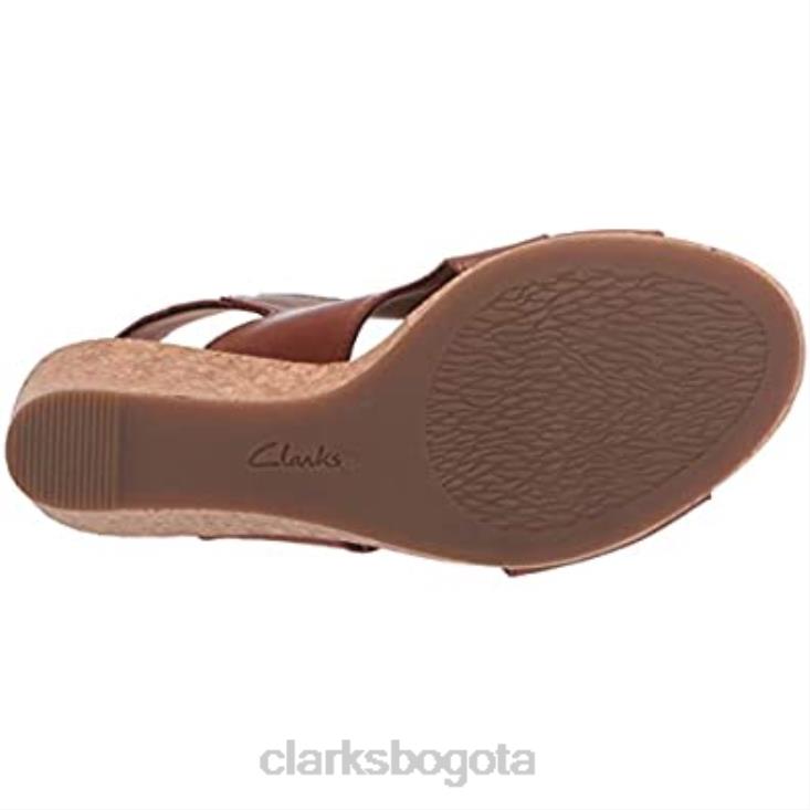 Clarks 0DX8L1311 sandalia con cuña lafley joy para mujer clarks cuero tostado mujer cuero marrón