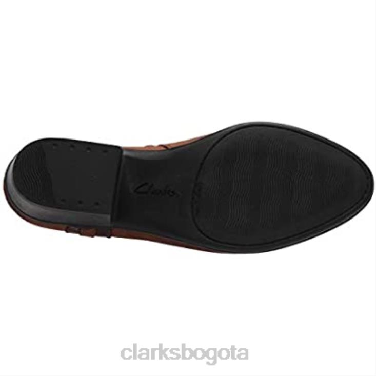 Clarks 0DX8L1316 Botín adreena lila de mujer de piel color tostado oscuro clarks mujer cuero bronceado oscuro
