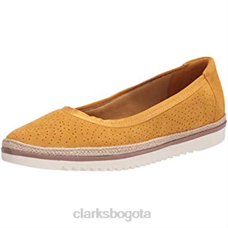 Clarks 0DX8L1323 mocasines planos clarks serena kellyn de gamuza baja yel para mujer mujer gamuza amarilla