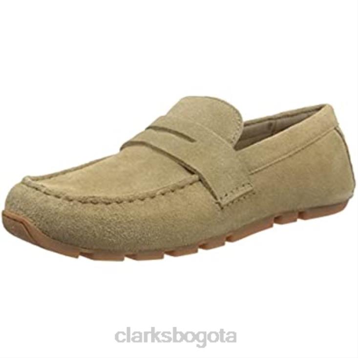Clarks 0DX8L1324 mocasín clarks oswick bar de ante color arena oscuro para hombre hombres gamuza arena oscura