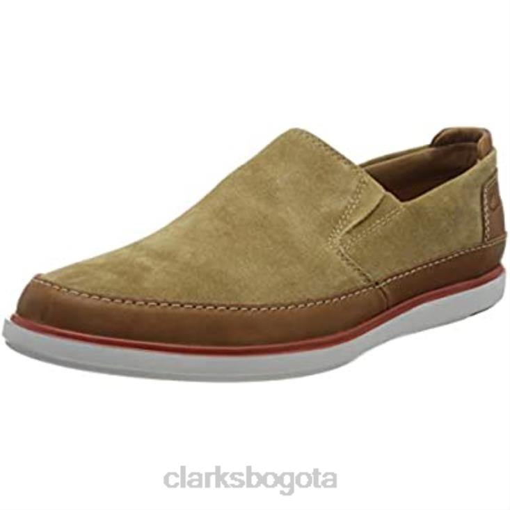 Clarks 0DX8L1328 Mocasines combinados Clarks Bratton de piel de ante color arena oscuro para hombre0 hombres combi piel ante color arena oscuro
