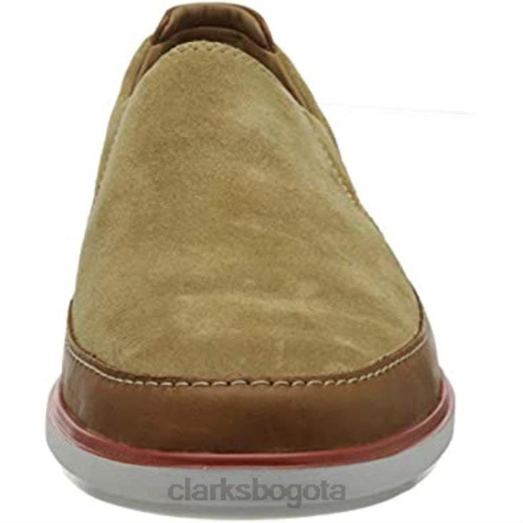 Clarks 0DX8L1328 Mocasines combinados Clarks Bratton de piel de ante color arena oscuro para hombre0 hombres combi piel ante color arena oscuro