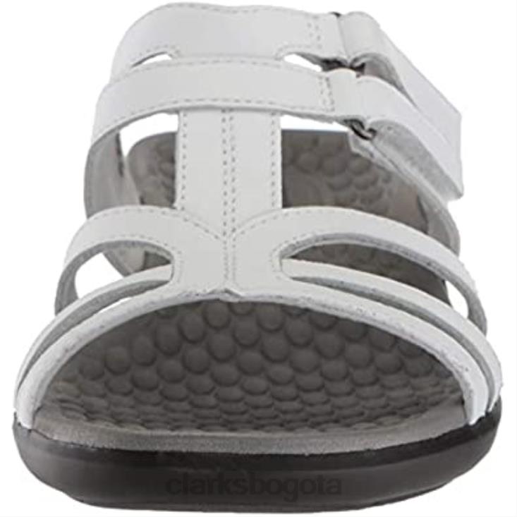 Clarks 0DX8L1339 Sandalia Clarks Sonar Pilot de piel blanca para mujer mujer cuero blanco