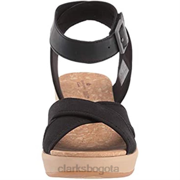 Clarks 0DX8L1346 Sandalia Clarks Step Cali Coast con cuña para mujer tejido textil negro mujer punto textil negro