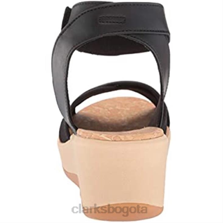 Clarks 0DX8L1346 Sandalia Clarks Step Cali Coast con cuña para mujer tejido textil negro mujer punto textil negro