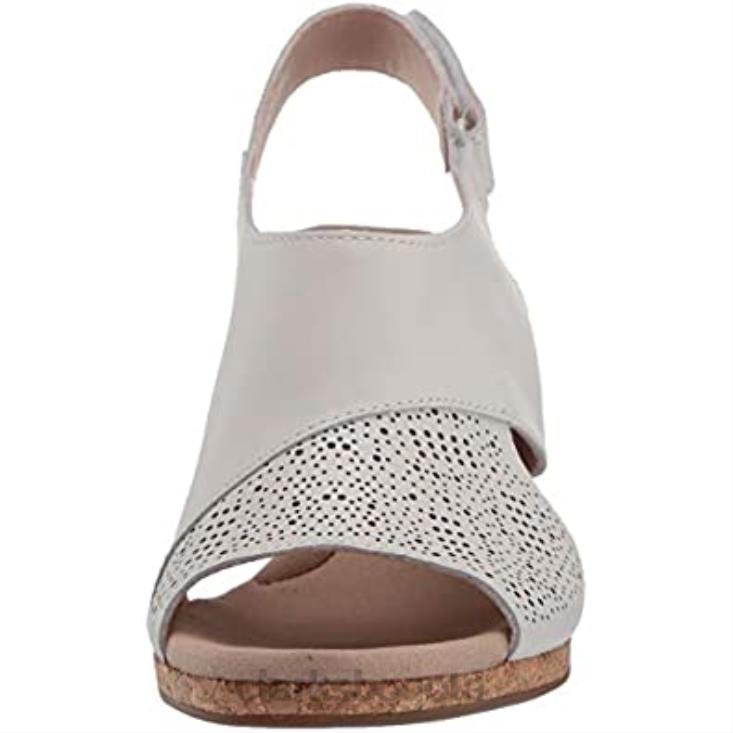 Clarks 0DX8L1350 sandalia con cuña lafley joy para mujer de cuero blanco clarks mujer