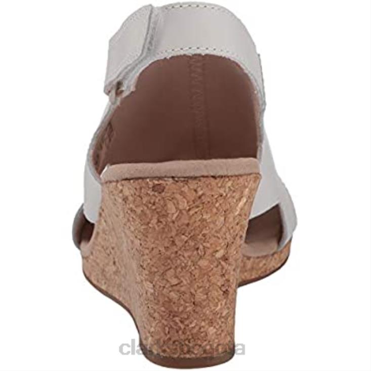 Clarks 0DX8L1350 sandalia con cuña lafley joy para mujer de cuero blanco clarks mujer