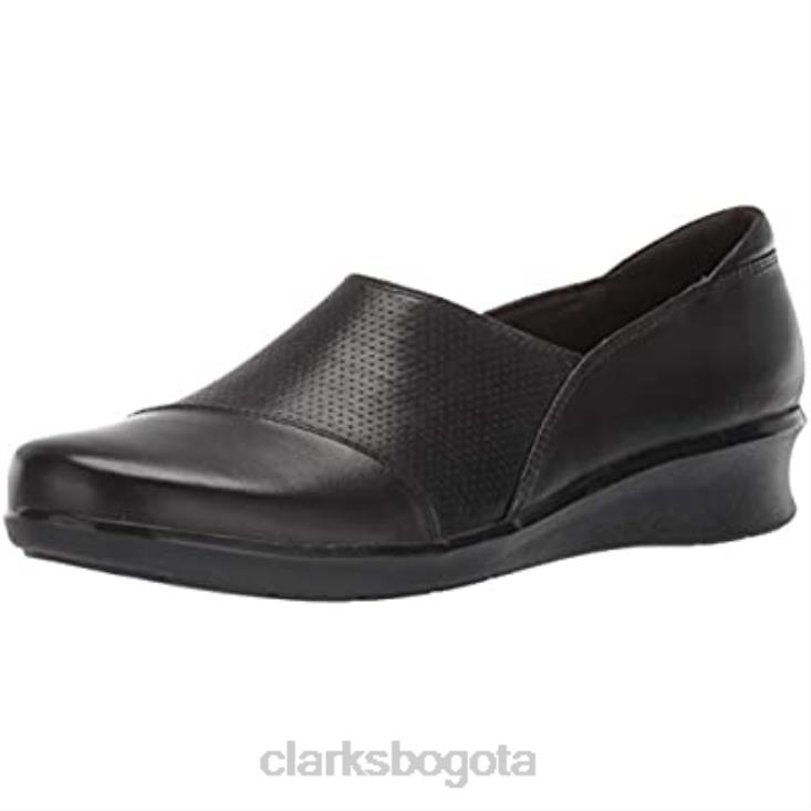 Clarks 0DX8L1358 mocasines Hope Porter para mujer de cuero negro clarks mujer cuero negro