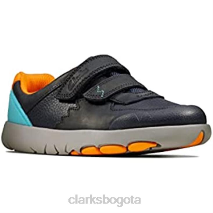Clarks 0DX8L1369 Zapatos casual de niño azul marino combi de Clarks \rex quest k\ niños azul marino combinado azul
