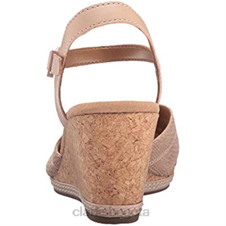 Clarks 0DX8L1385 Sandalias de cuña Clarks Helio Latitude de cuero nude para mujer mujer cuero desnudo
