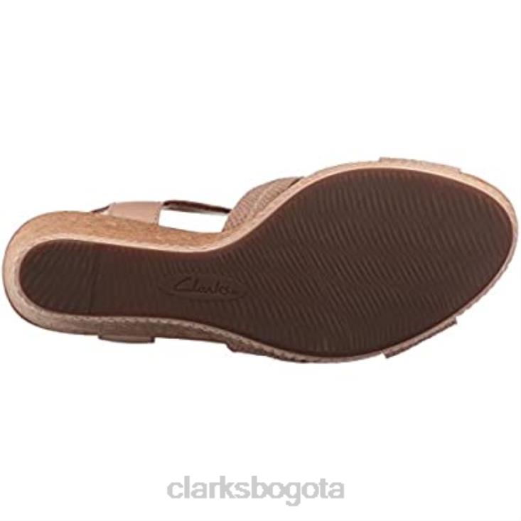 Clarks 0DX8L1385 Sandalias de cuña Clarks Helio Latitude de cuero nude para mujer mujer cuero desnudo