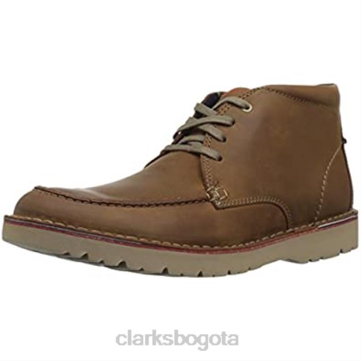 Clarks 0DX8L1403 Botín clarks vargo rise de cuero color canela oscuro para hombre hombres