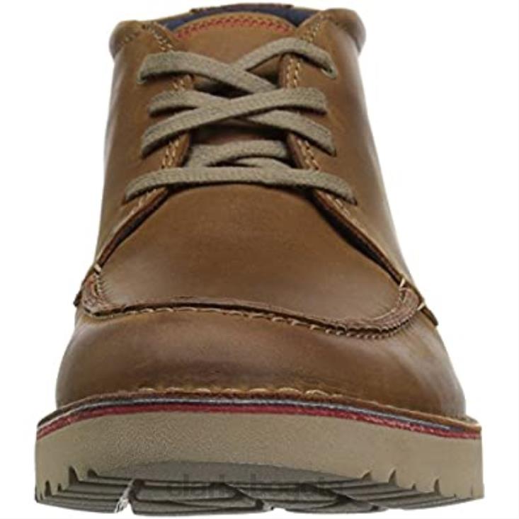 Clarks 0DX8L1403 Botín clarks vargo rise de cuero color canela oscuro para hombre hombres