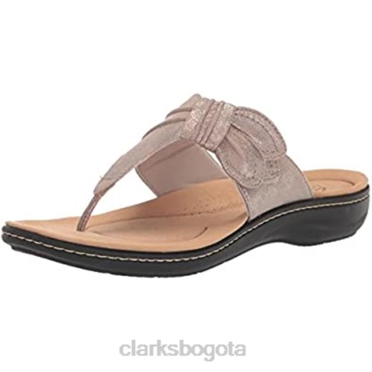 Clarks 0DX8L1404 Sandalia plana laurieann rae de mujer en textil metalizado color topo clarks mujer