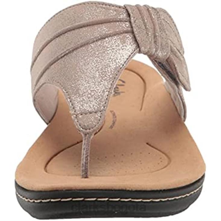 Clarks 0DX8L1404 Sandalia plana laurieann rae de mujer en textil metalizado color topo clarks mujer