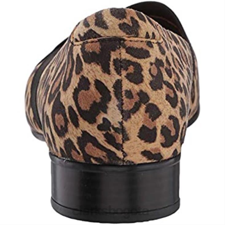 Clarks 0DX8L1405 mocasines clarks juliet dahlia de ante de leopardo tostado para mujer mujer gamuza de leopardo bronceado