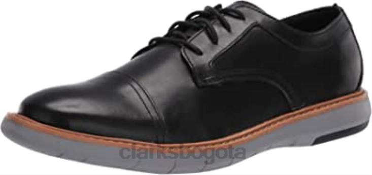 Clarks 0DX8L1410 Clarks draper cap oxford de hombre de piel negra con suela gris hombres cuero negro con suela gris