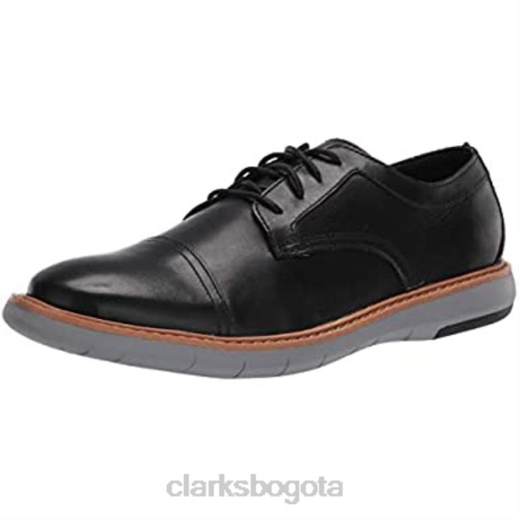 Clarks 0DX8L1410 Clarks draper cap oxford de hombre de piel negra con suela gris hombres cuero negro con suela gris