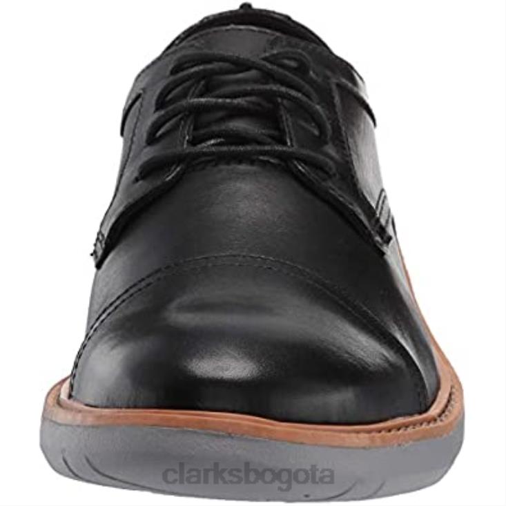 Clarks 0DX8L1410 Clarks draper cap oxford de hombre de piel negra con suela gris hombres cuero negro con suela gris