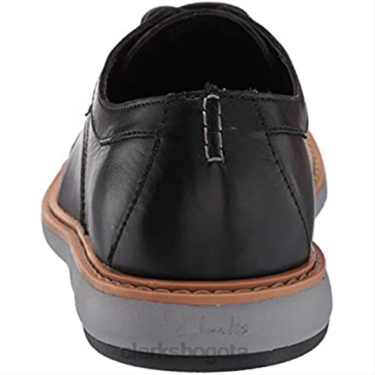 Clarks 0DX8L1410 Clarks draper cap oxford de hombre de piel negra con suela gris hombres cuero negro con suela gris